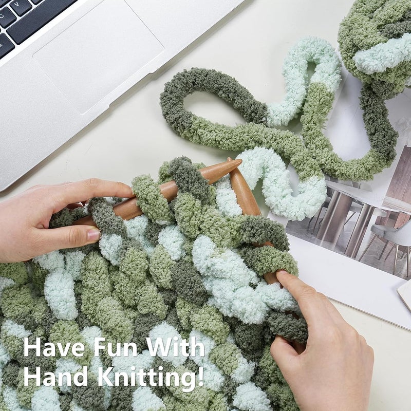 Cozyful خيوط سميكة للحياكة اليدوية - خيوط بطانية شنيلي سميكة #10، خيوط سميكة كبيرة لجعل الكروشيه، خيوط سميكة ملونة، 8 كرات (25 ياردة 8 أونصات لكل كرة)، غابة & مريمية & نعناع - Image 5